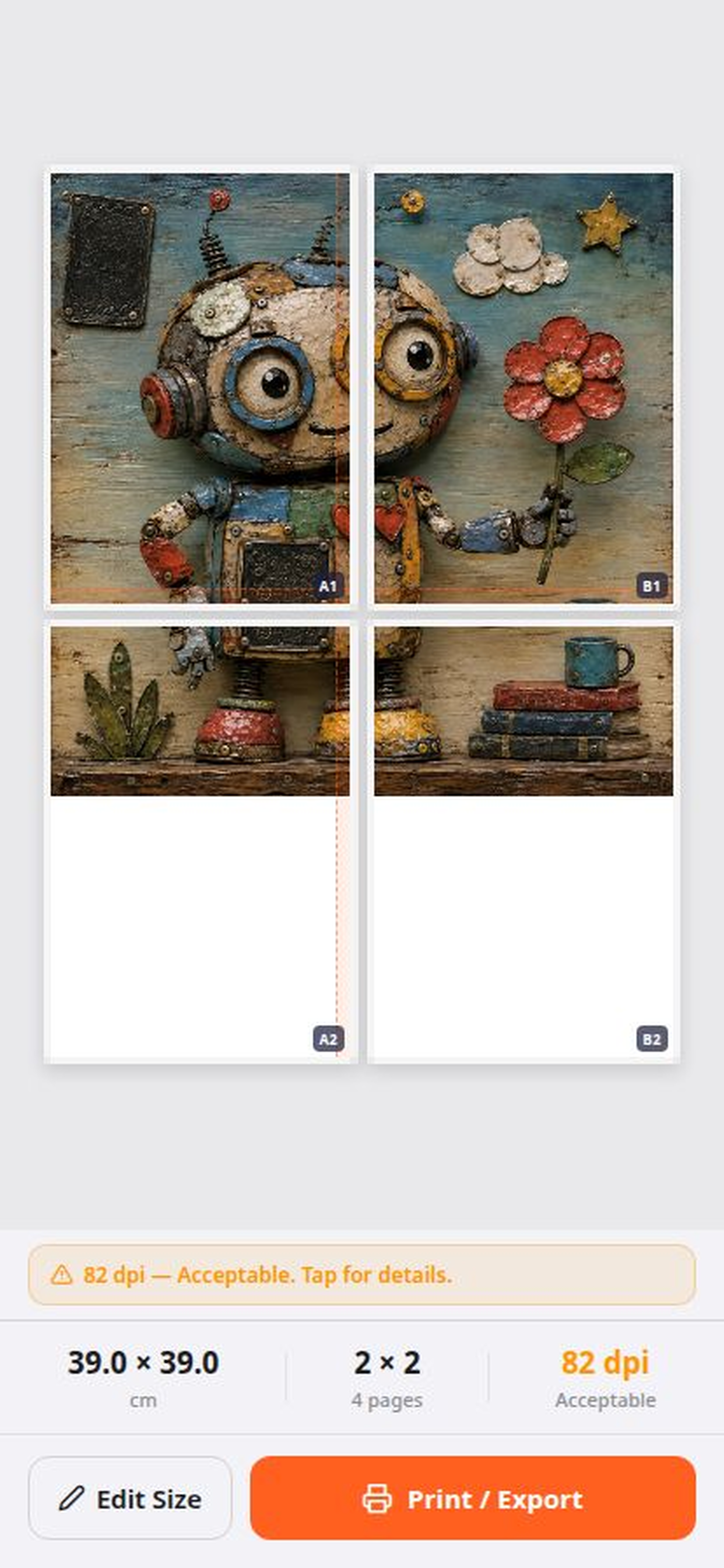Print2Size poster preview